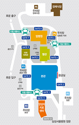 삼성서울병원 셔틀버스 승/하차 안내 도면